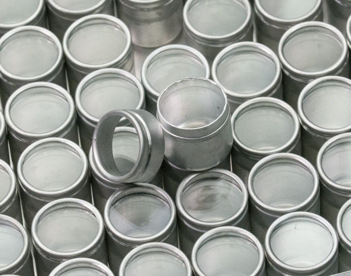 54x Small Watch & Jewellery Parts Spares Containers ALUMINIUM In Storage Box